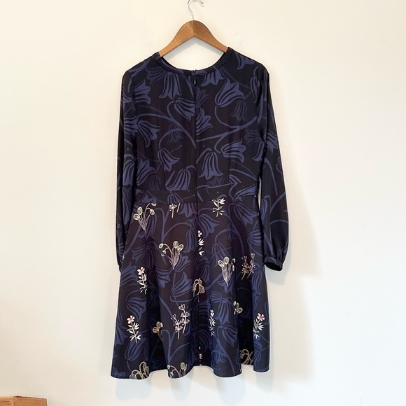 ✨LOFT Outlet Long-Sleeve Dress Winter Florals Structured Waist Women’s Large L✨ - Picture 4 of 6